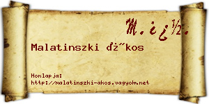 Malatinszki Ákos névjegykártya