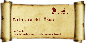 Malatinszki Ákos névjegykártya